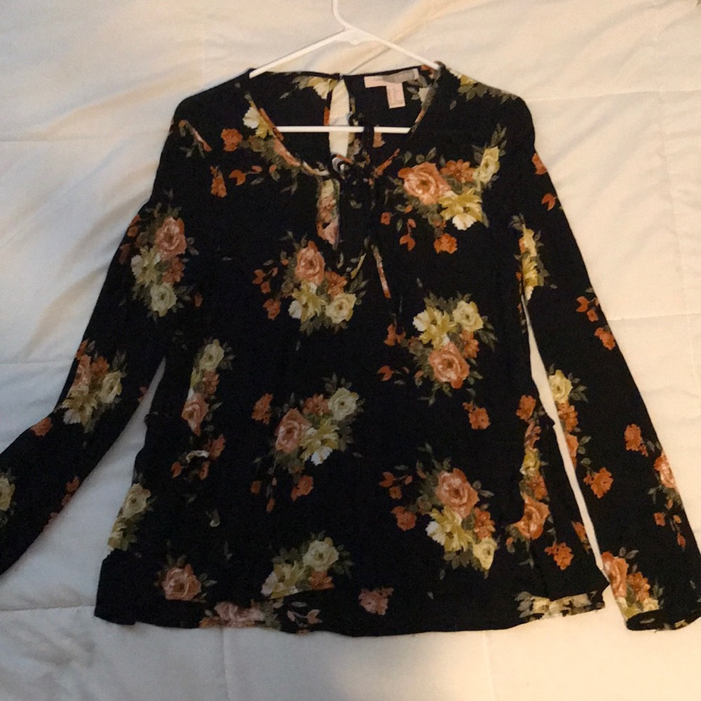 Black flower blouse